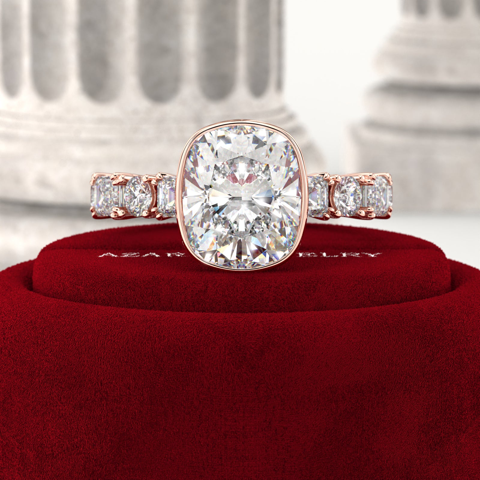 Sylion Full Eternity Bezel Cushion Lab Diamond Ring