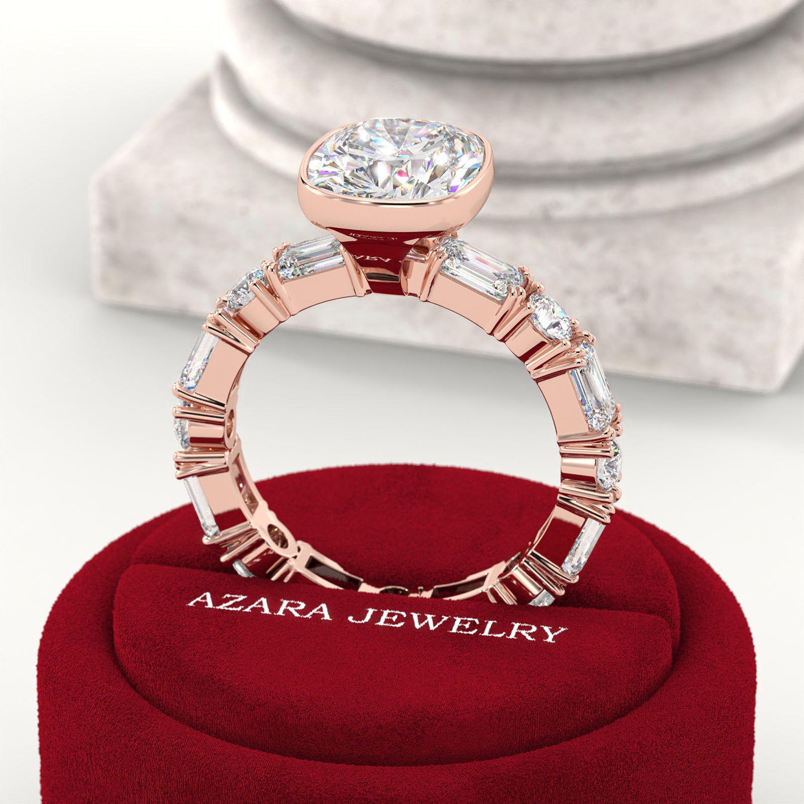 Sylion Full Eternity Bezel Cushion Lab Diamond Ring