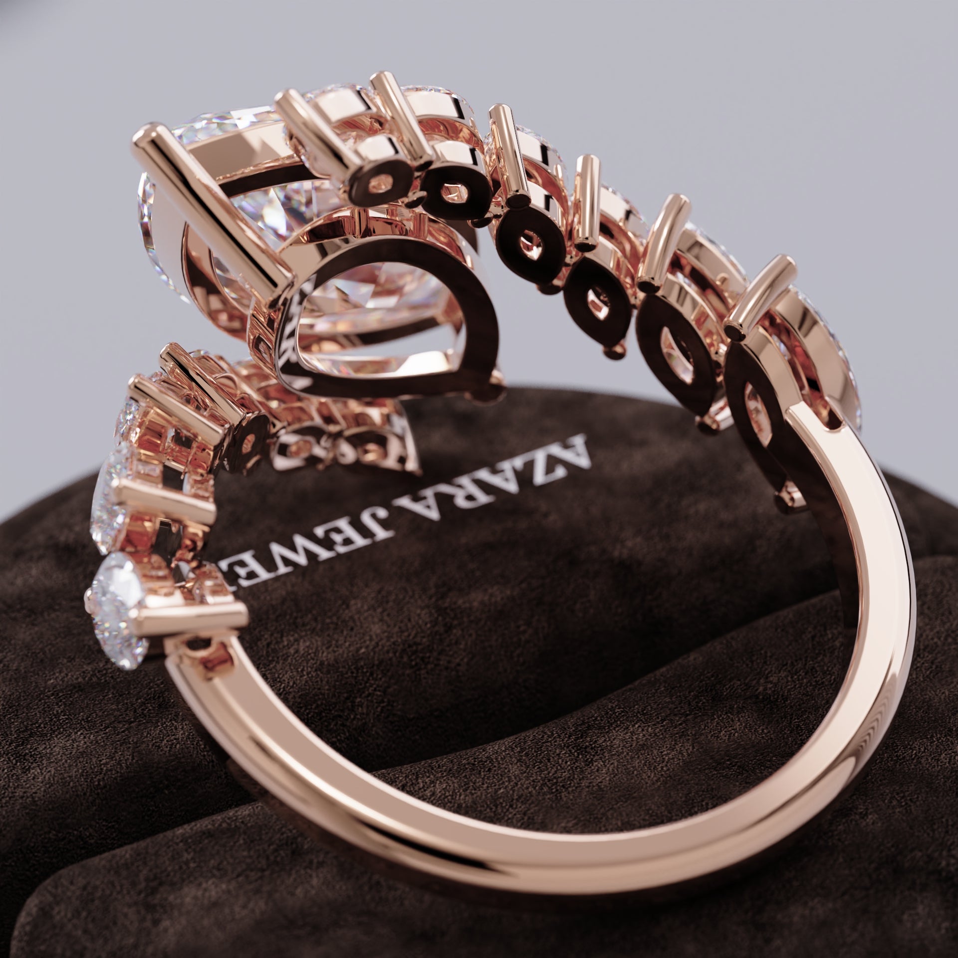 Zyneira Nature-Inspired Marquise Lab Diamond Ring