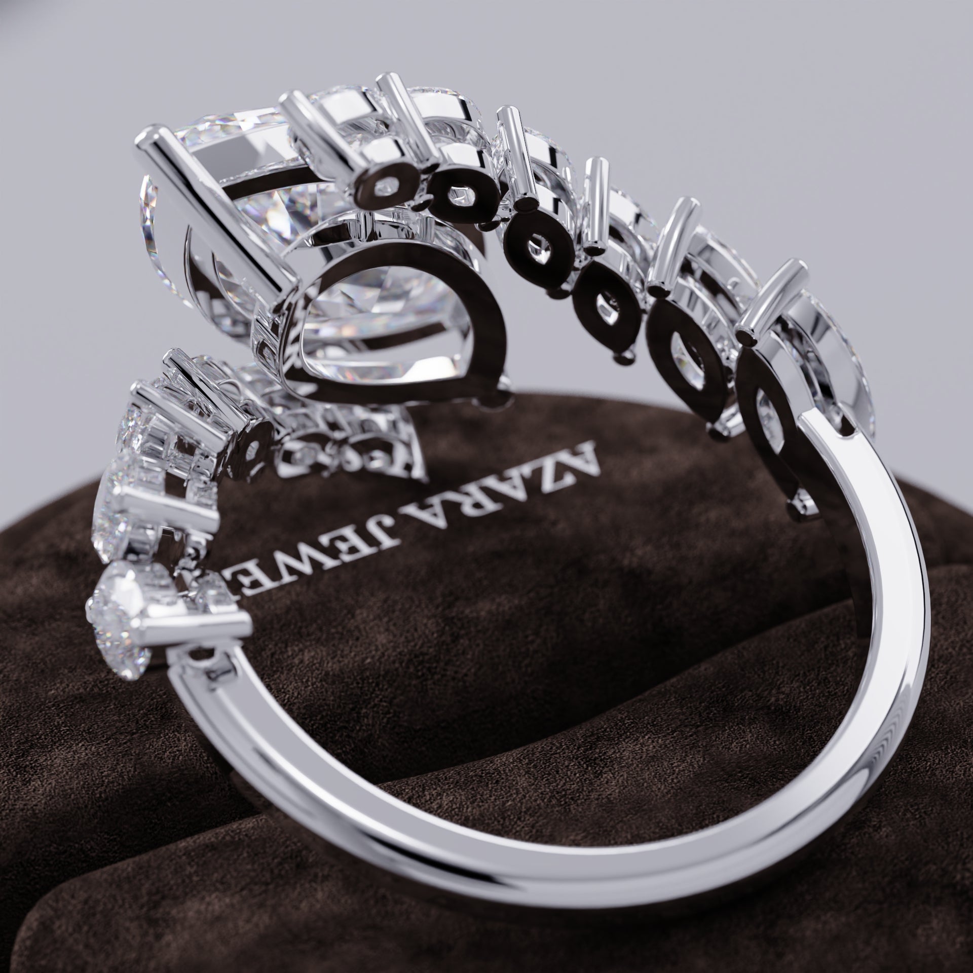 Zyneira Nature-Inspired Marquise Lab Diamond Ring