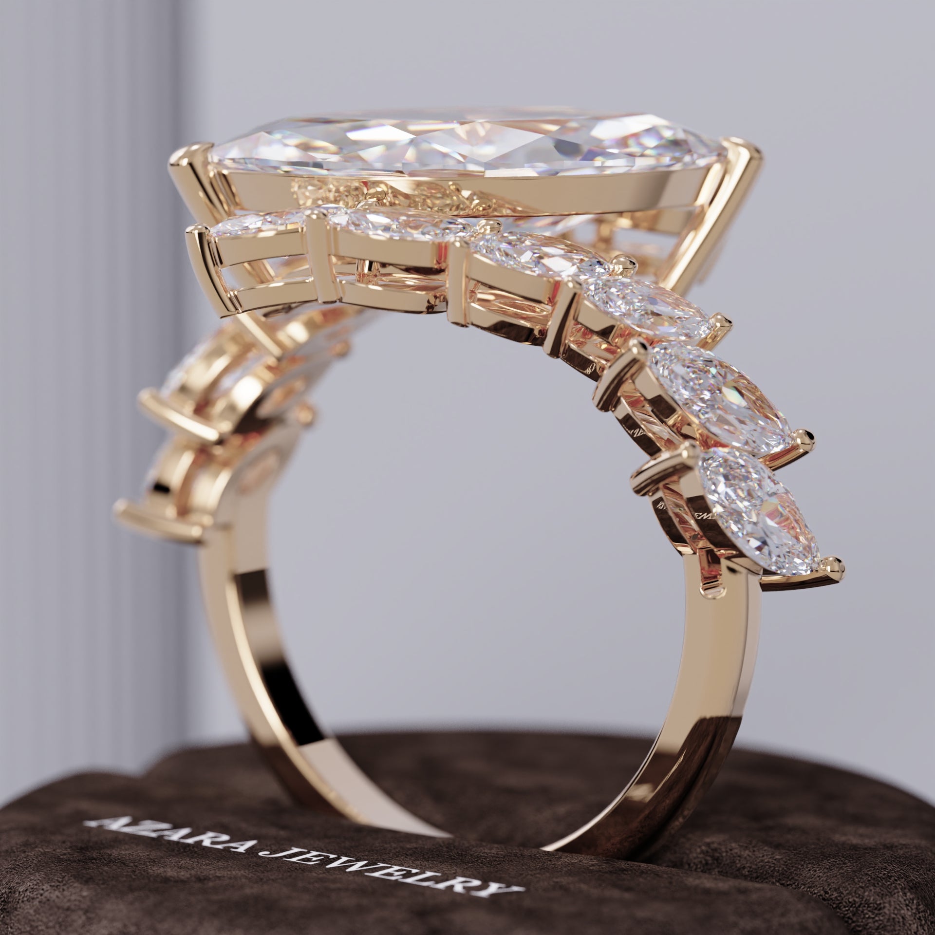 Zyneira Nature-Inspired Marquise Lab Diamond Ring