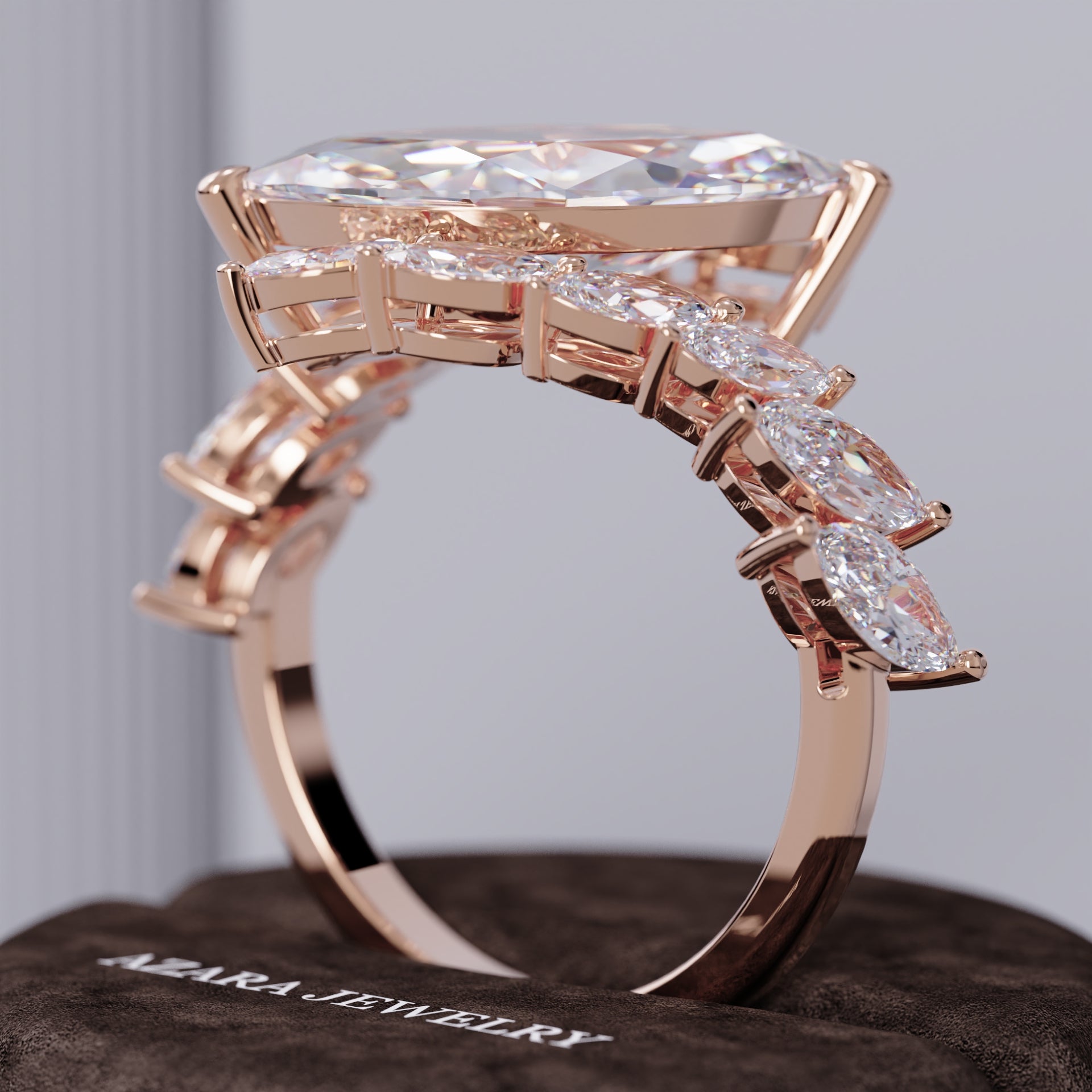 Zyneira Nature-Inspired Marquise Lab Diamond Ring