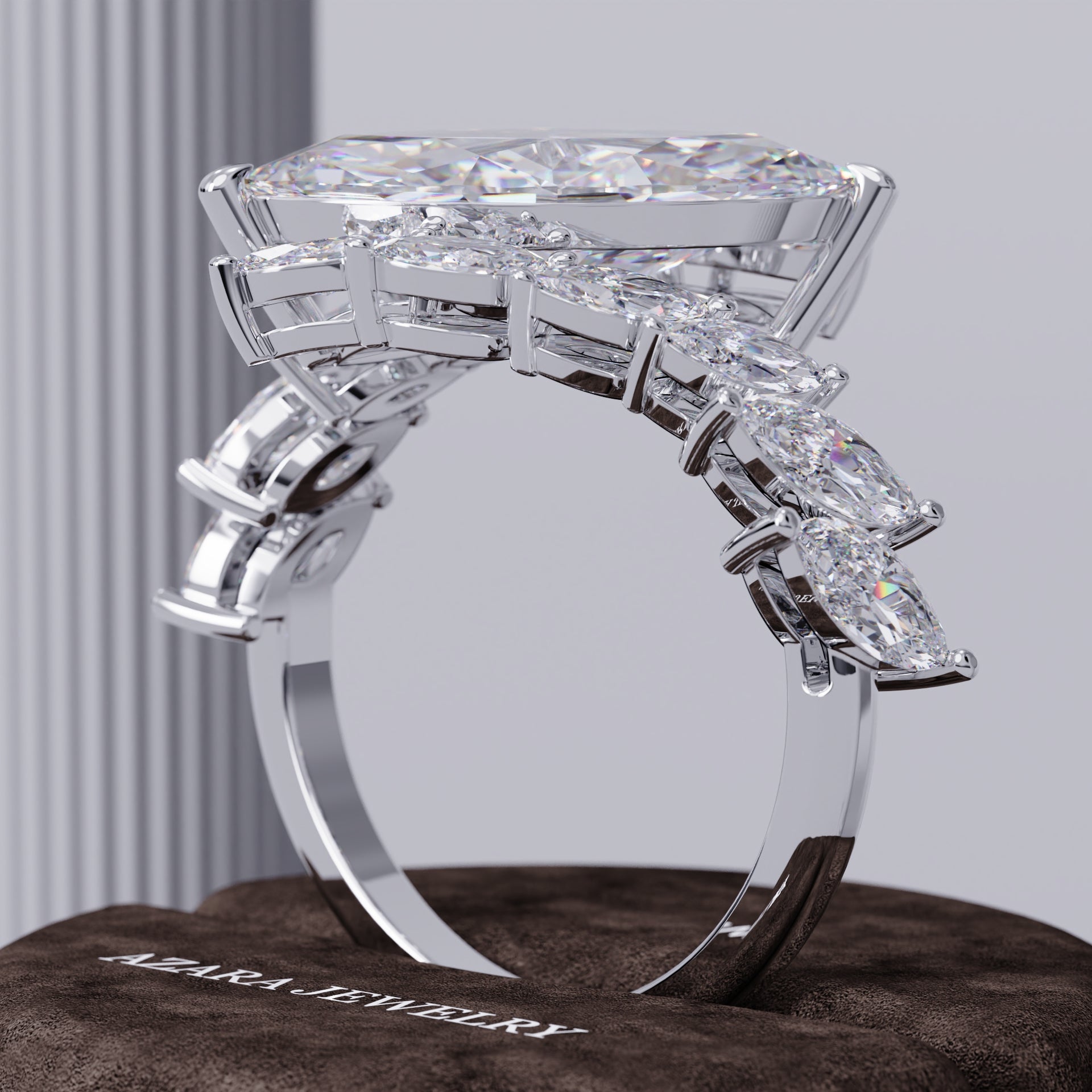 Zyneira Nature-Inspired Marquise Lab Diamond Ring