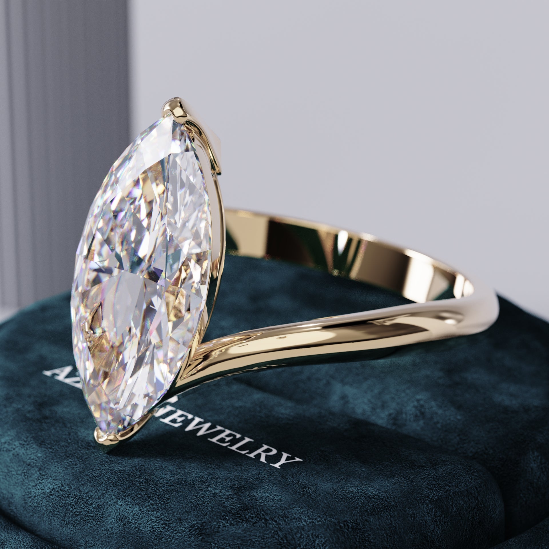 Twilight Solitaire Marquise Lab Diamond Ring