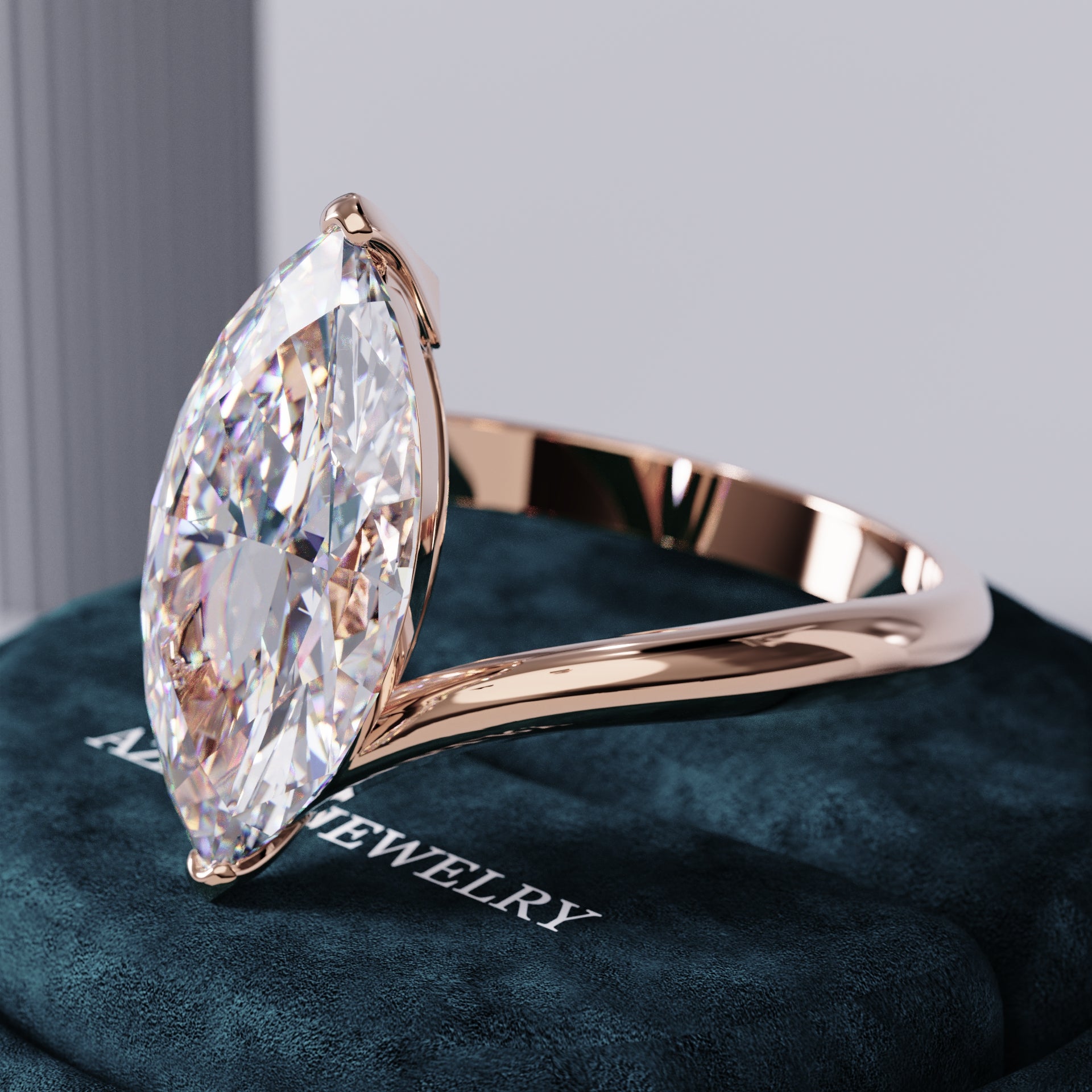 Twilight Solitaire Marquise Lab Diamond Ring