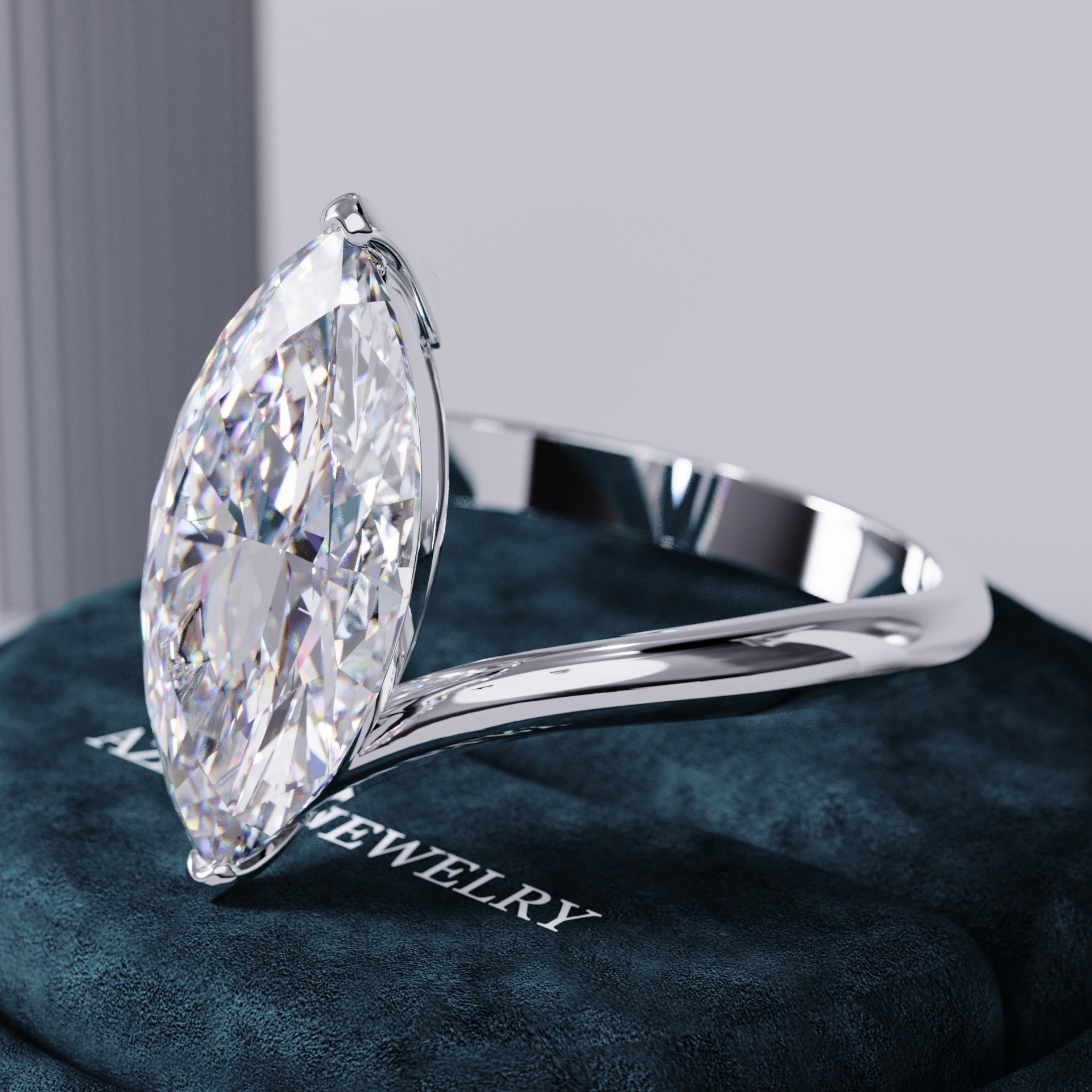 Twilight Solitaire Marquise Lab Diamond Ring
