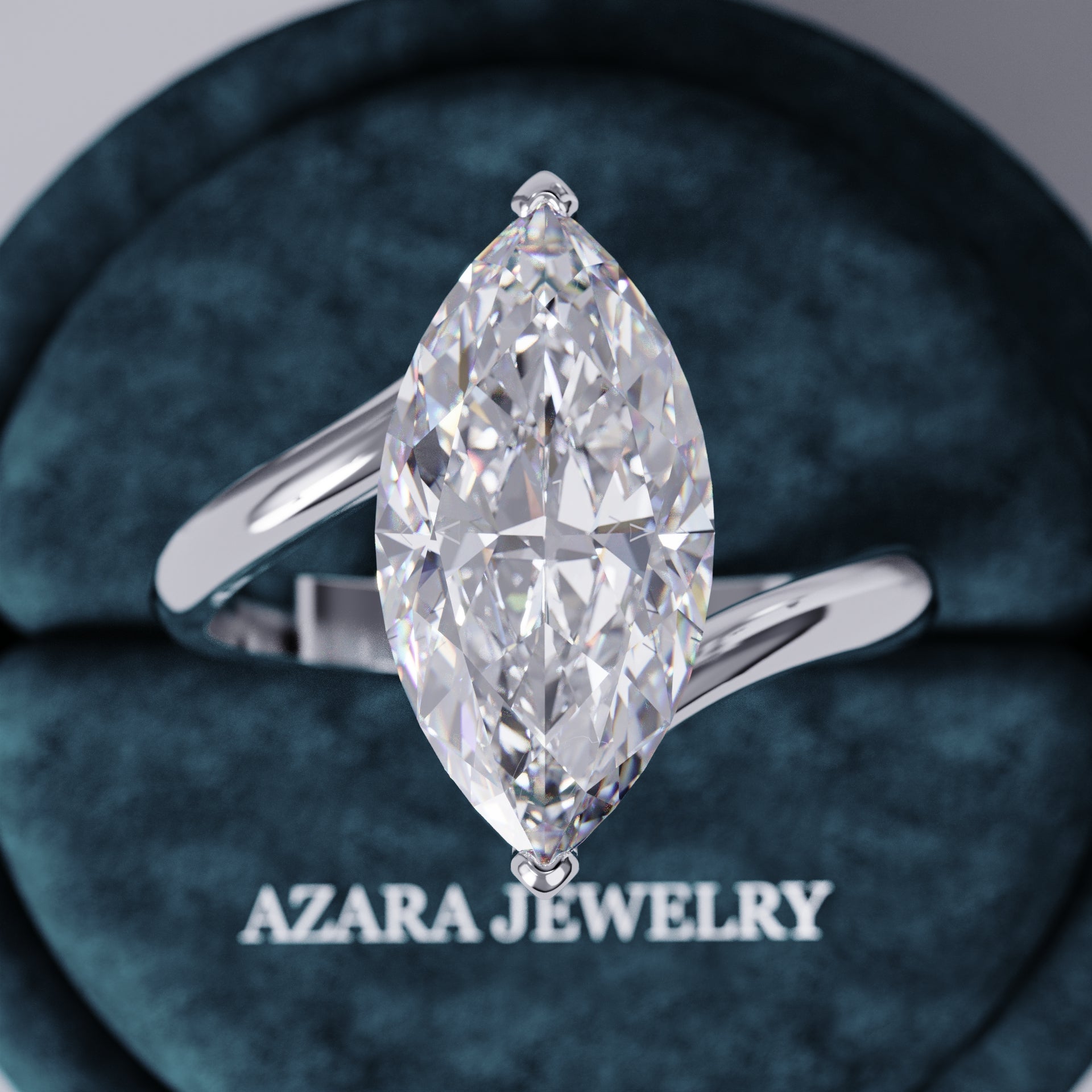 Twilight Solitaire Marquise Lab Diamond Ring