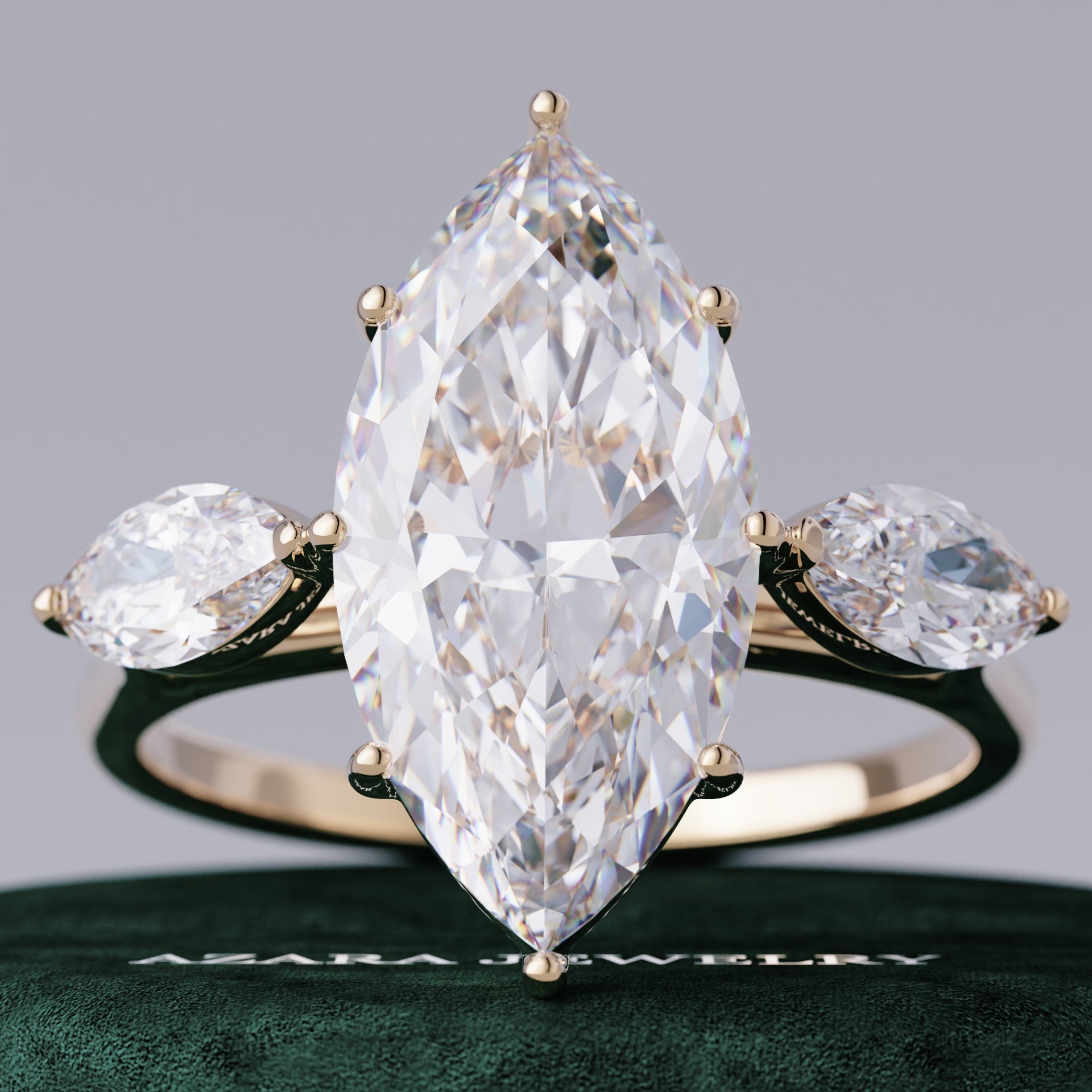 Viorith Three Stone Marquise Lab Diamond Ring