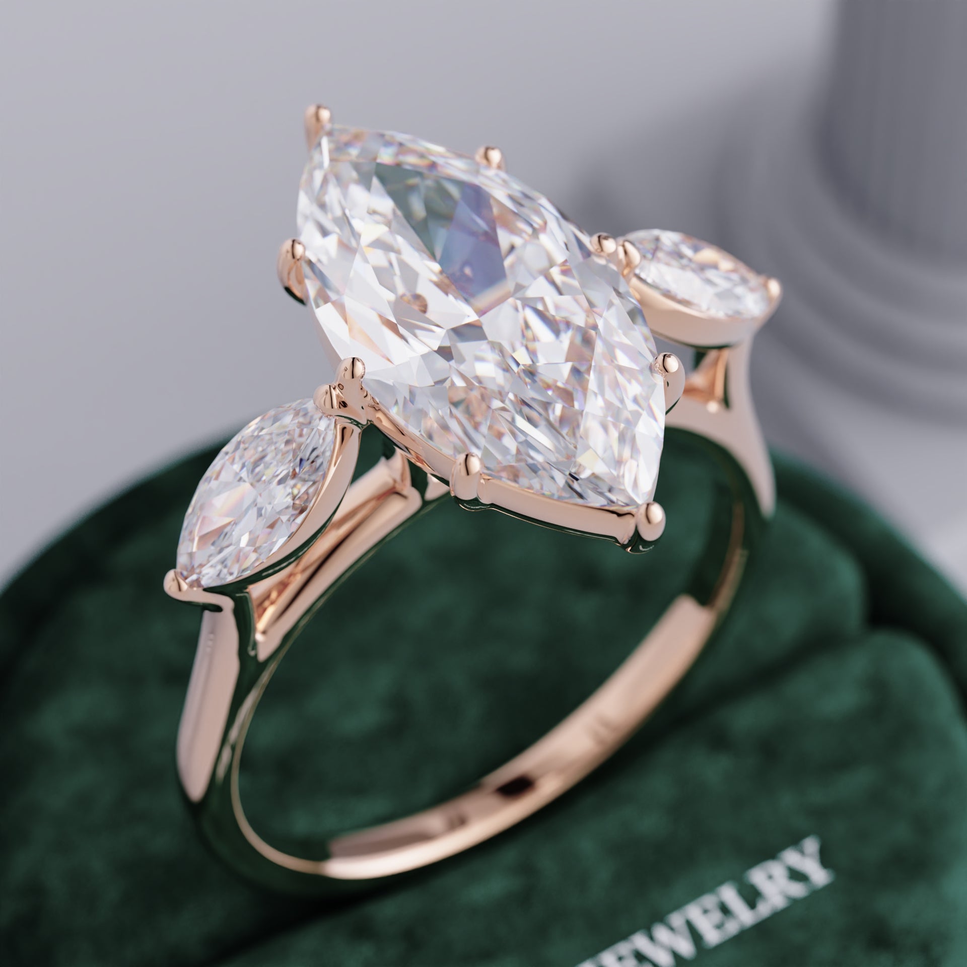 Viorith Three Stone Marquise Lab Diamond Ring