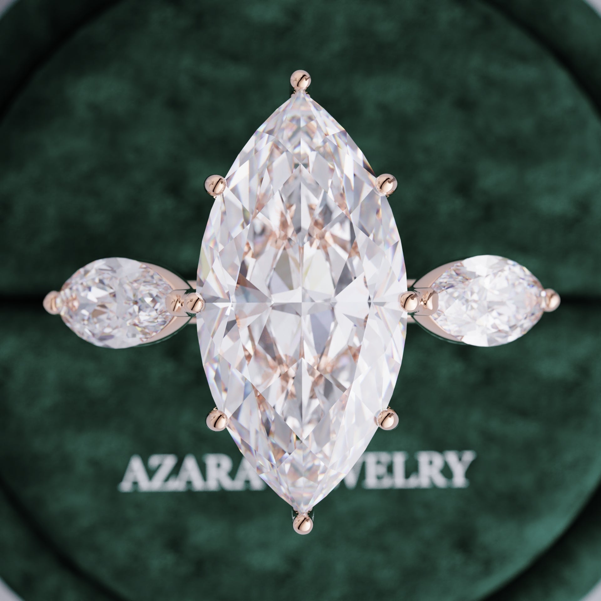 Viorith Three Stone Marquise Lab Diamond Ring