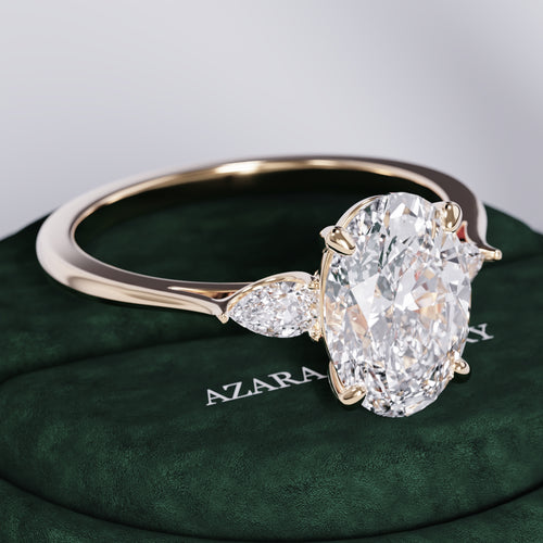 Valessa Three Stone Oval Lab Diamond Ring hover