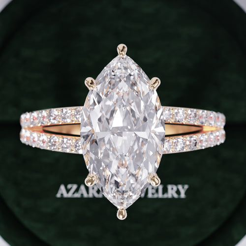 Sylara Double Band Pave Marquise Lab Diamond Ring hover