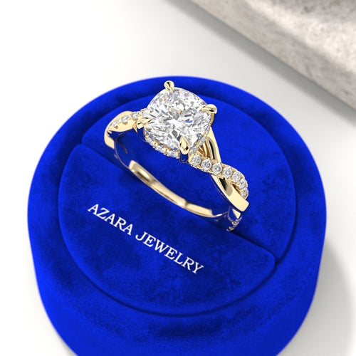Thalya Cushion Lab Diamond RIng hover