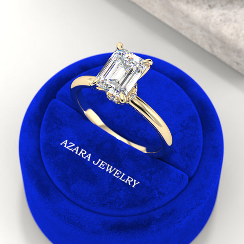 Elia Solitaire Emerald Lab Diamond Ring hover