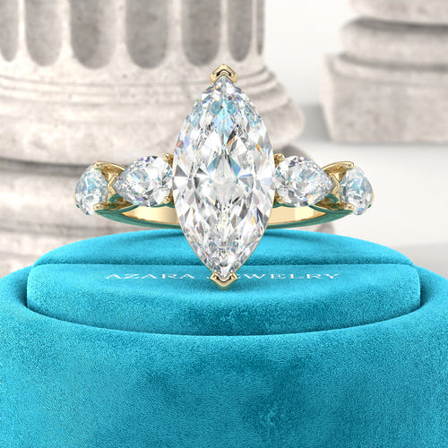 Kairo Side Stone Marquise Lab Diamond Ring