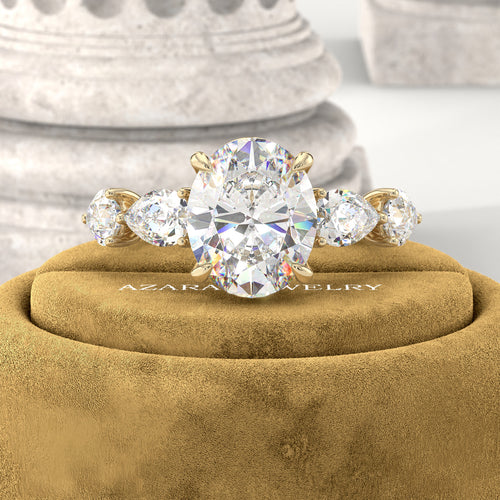 Cassia Side Stone Oval Lab Diamond Ring