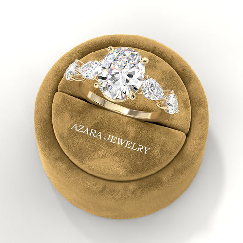 Cassia Side Stone Oval Lab Diamond Ring hover