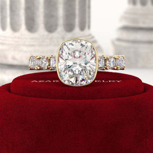 Sylion Full Eternity Bezel Cushion Lab Diamond Ring