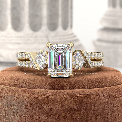 Aseren High Profile Emerald Lab Diamond Ring