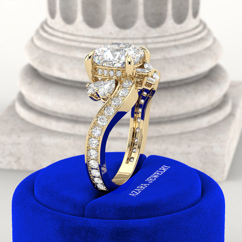 Astra Art Deco Cushion Lab Diamond Ring hover