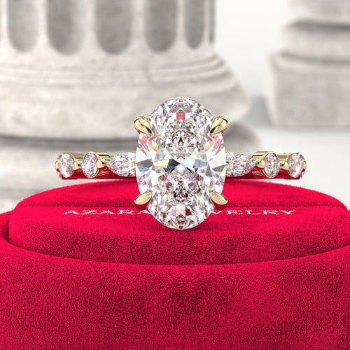Ovalis Side Stone Oval Lab Diamond Ring