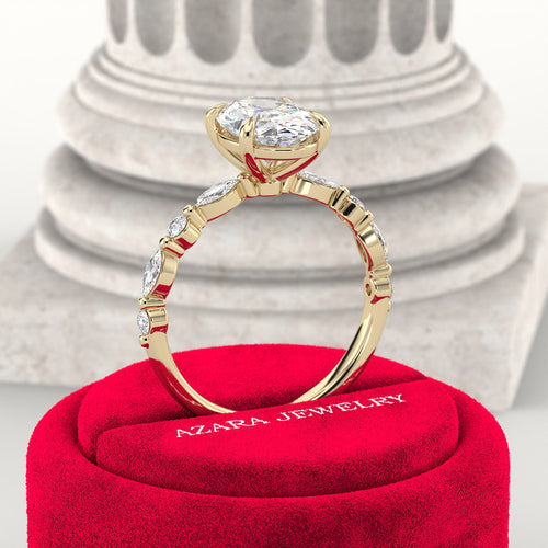Ovalis Side Stone Oval Lab Diamond Ring hover