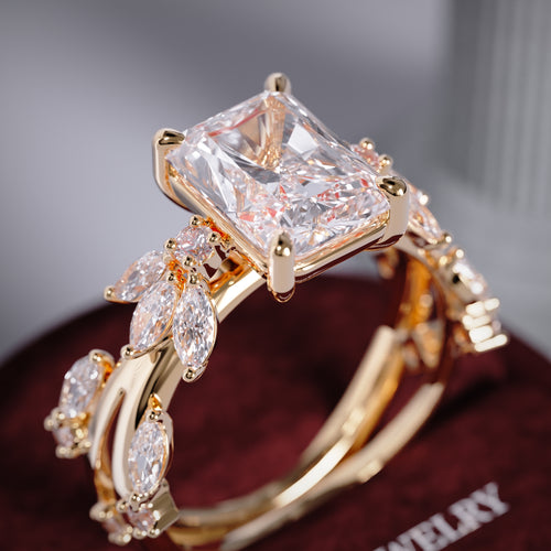 Elowyn Nature-Inspired Radiant Lab Diamond Ring hover