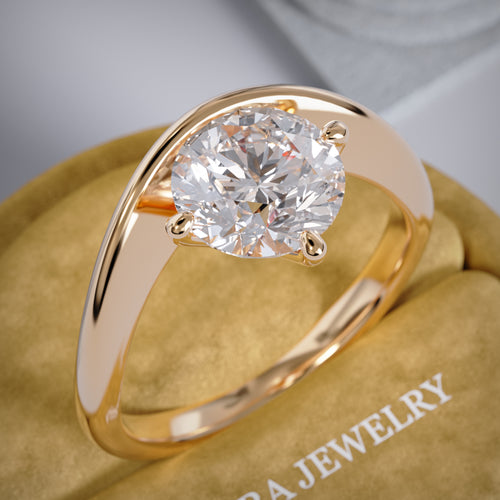Vela Solitaire Sleek Round Lab Diamond Ring hover