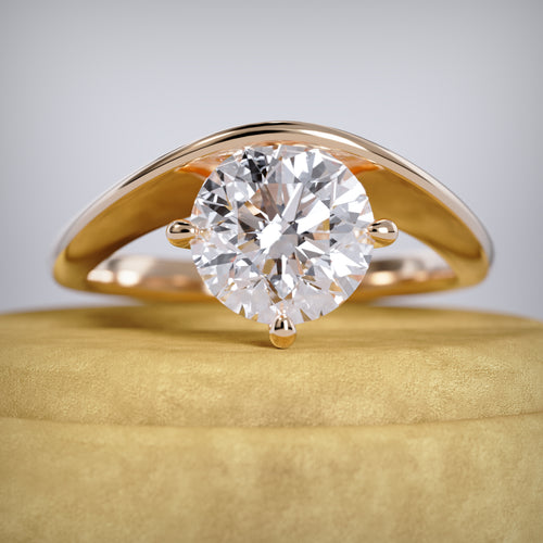 Vela Solitaire Sleek Round Lab Diamond Ring