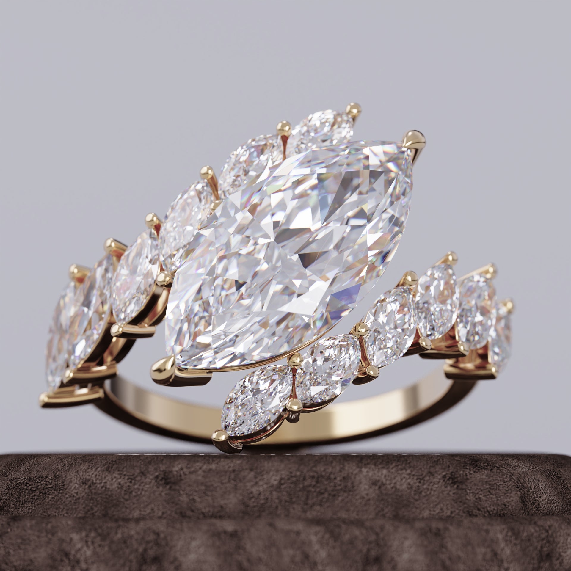 Zyneira Nature-Inspired Marquise Lab Diamond Ring