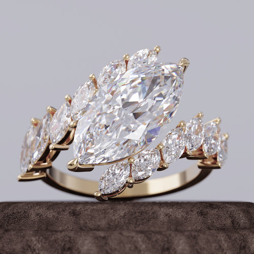 Zyneira Nature-Inspired Marquise Lab Diamond Ring