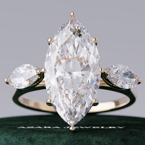 Viorith Three Stone Marquise Lab Diamond Ring