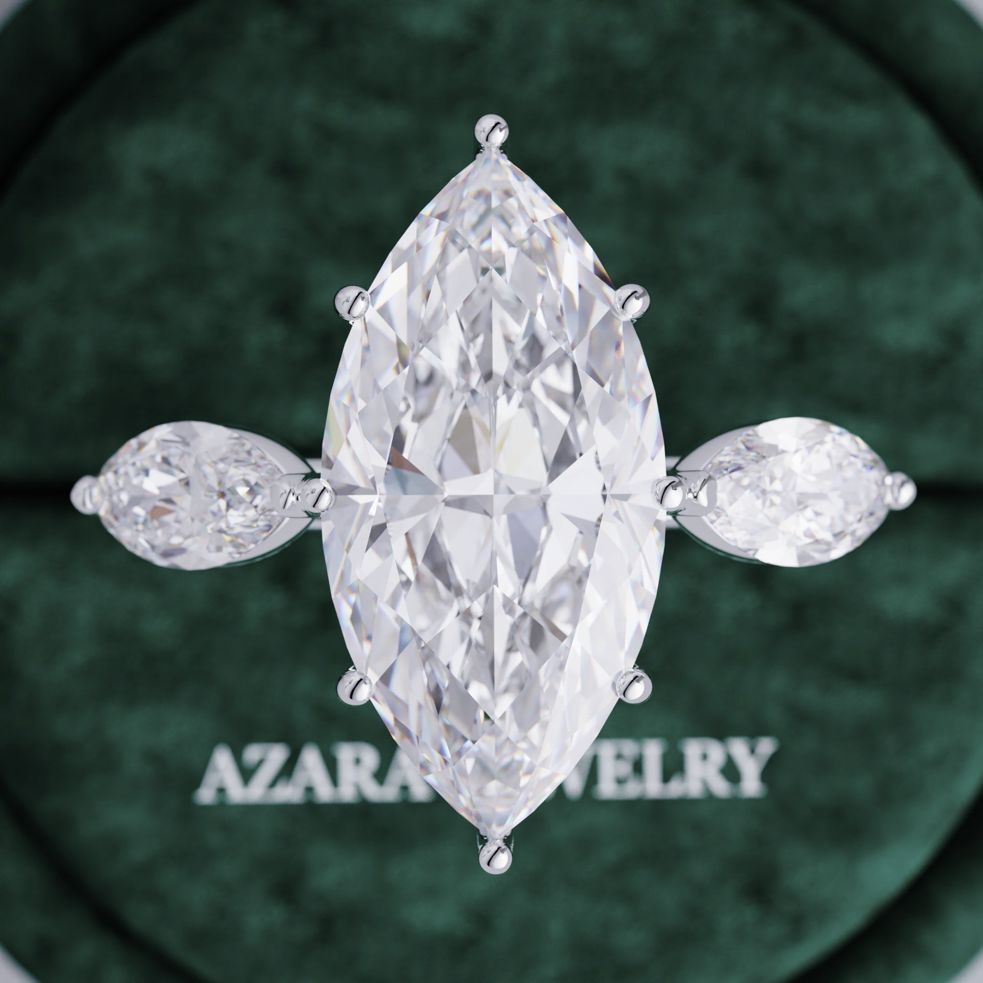 Viorith Three Stone Marquise Lab Diamond Ring