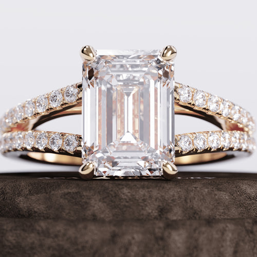 Amorin Double Band Emerald Lab Diamond Ring