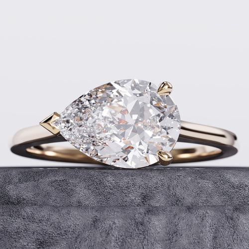 Silque East West Pear Lab Diamond Ring