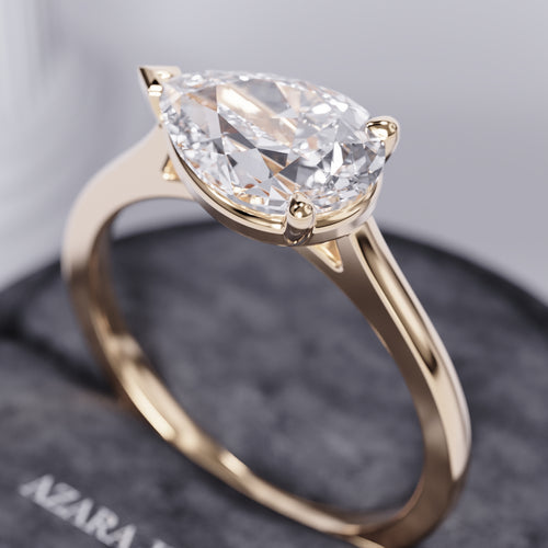 Silque East West Pear Lab Diamond Ring hover
