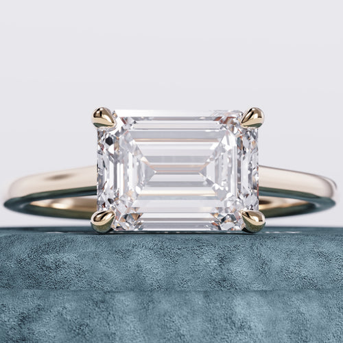 Wisteria East West Solitaire Emerald Lab Diamond Ring