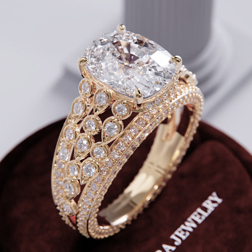 Orlina Pave Cushion Lab Diamond Ring hover